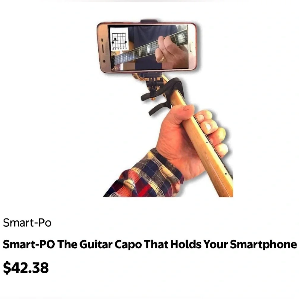 Smart-Po is the patented capo that holds your smartphone